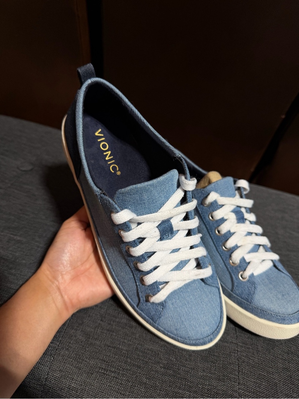 Vionic Women's Denim Blue Lace-Up Sneakers